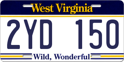 WV license plate 2YD150
