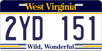 WV license plate 2YD151