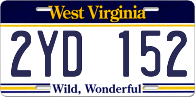 WV license plate 2YD152