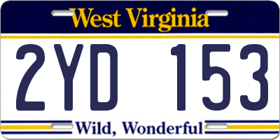 WV license plate 2YD153