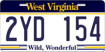 WV license plate 2YD154