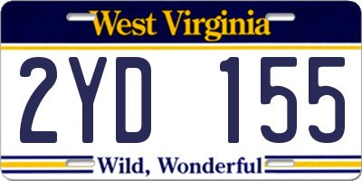 WV license plate 2YD155