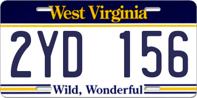 WV license plate 2YD156