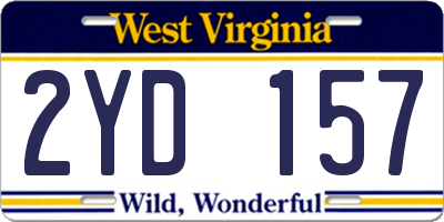 WV license plate 2YD157