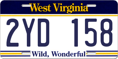 WV license plate 2YD158
