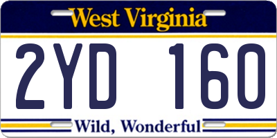 WV license plate 2YD160