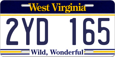 WV license plate 2YD165