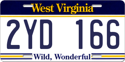 WV license plate 2YD166