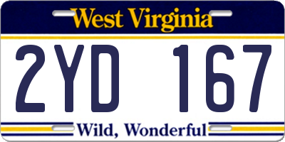 WV license plate 2YD167