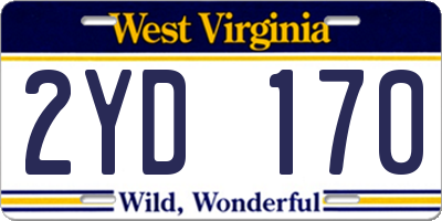WV license plate 2YD170