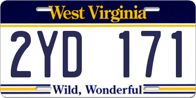 WV license plate 2YD171