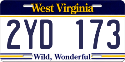 WV license plate 2YD173