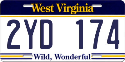 WV license plate 2YD174