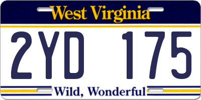 WV license plate 2YD175
