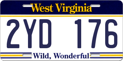WV license plate 2YD176