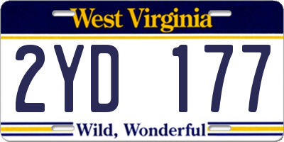WV license plate 2YD177