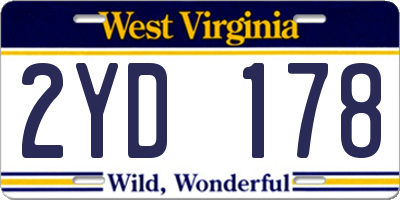 WV license plate 2YD178