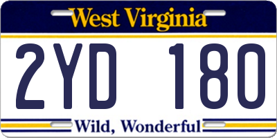 WV license plate 2YD180