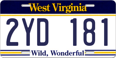 WV license plate 2YD181
