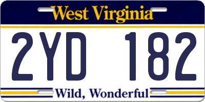 WV license plate 2YD182