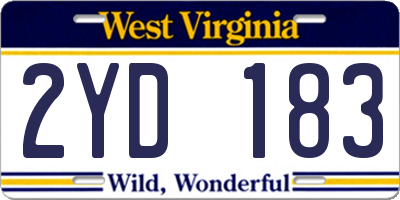 WV license plate 2YD183