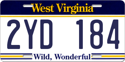 WV license plate 2YD184
