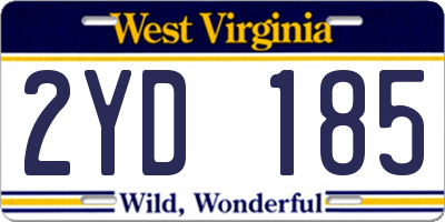 WV license plate 2YD185