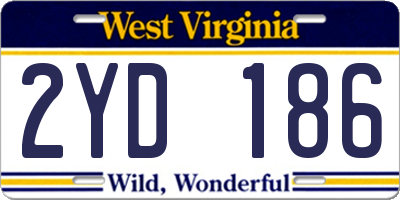 WV license plate 2YD186