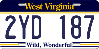 WV license plate 2YD187