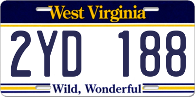WV license plate 2YD188