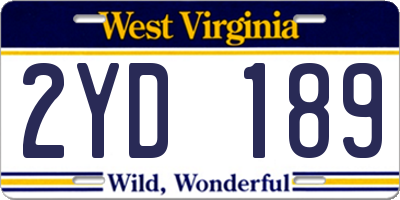 WV license plate 2YD189