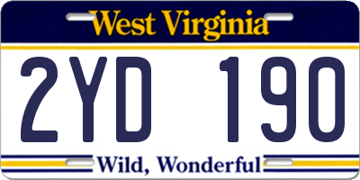 WV license plate 2YD190