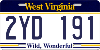 WV license plate 2YD191