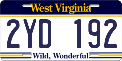 WV license plate 2YD192