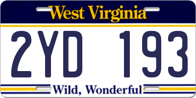 WV license plate 2YD193