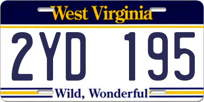 WV license plate 2YD195