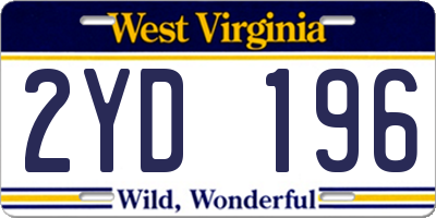 WV license plate 2YD196