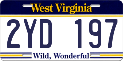 WV license plate 2YD197