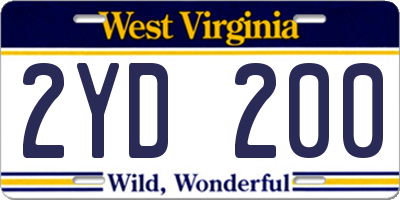 WV license plate 2YD200