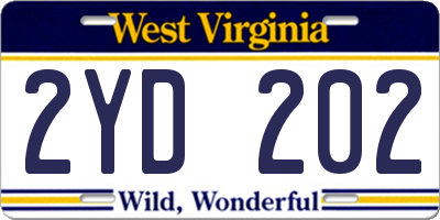 WV license plate 2YD202