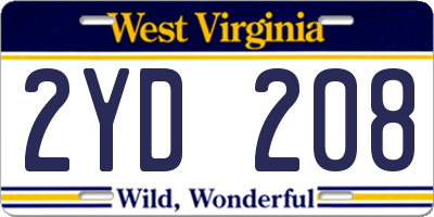 WV license plate 2YD208