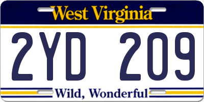 WV license plate 2YD209