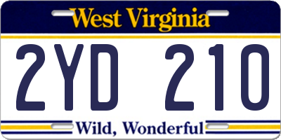 WV license plate 2YD210