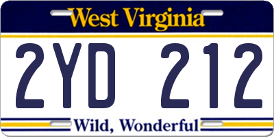 WV license plate 2YD212