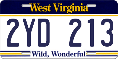 WV license plate 2YD213