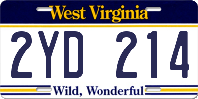 WV license plate 2YD214