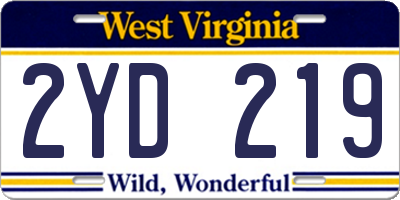 WV license plate 2YD219