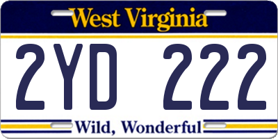 WV license plate 2YD222