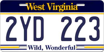 WV license plate 2YD223