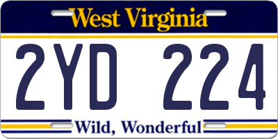 WV license plate 2YD224